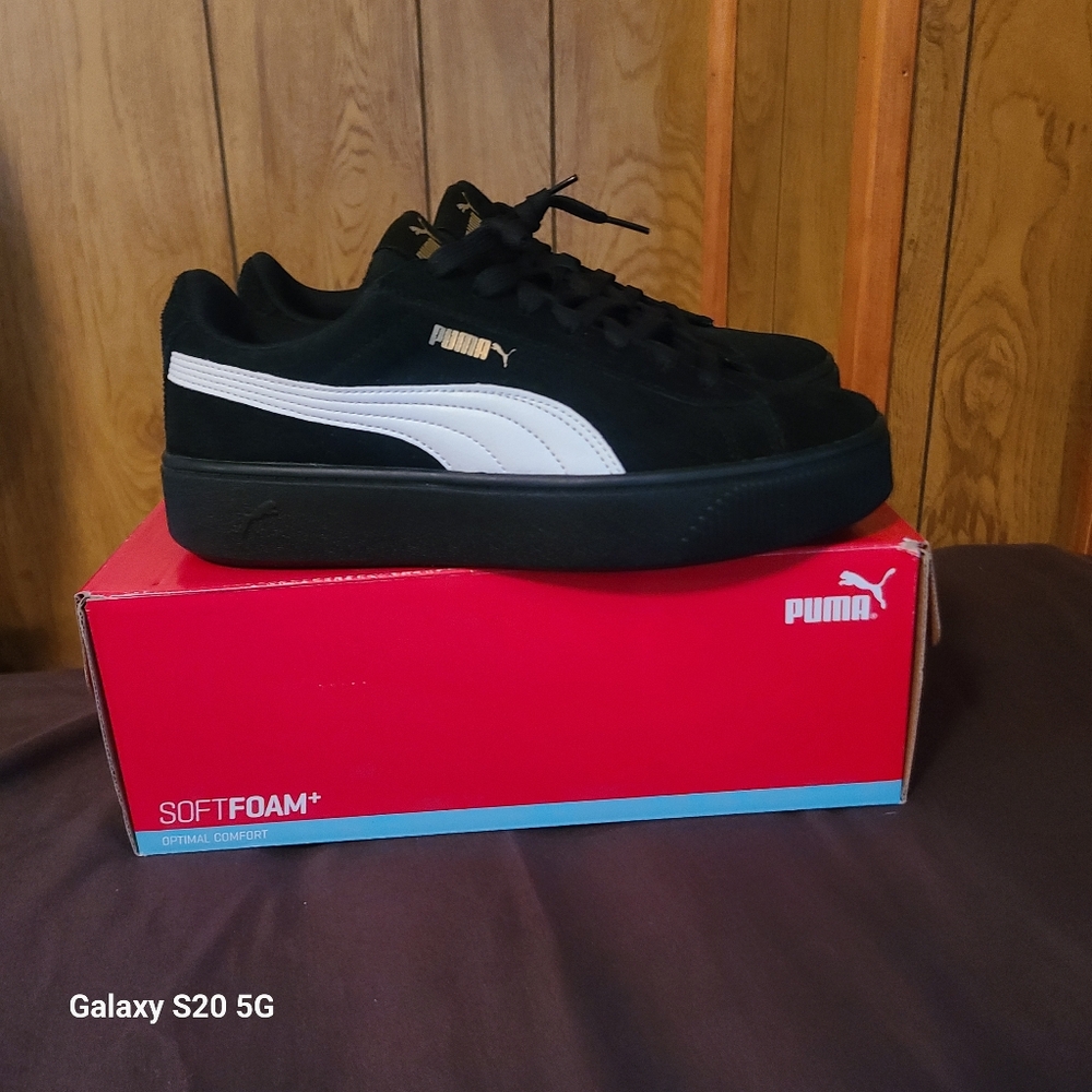Puma Black Sneakers with White Stripe
